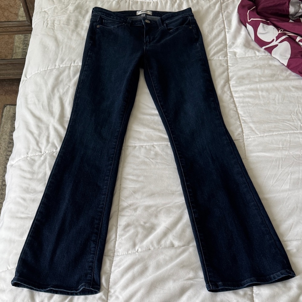 PAIGE Dark Indigo Wide Leg Jeans